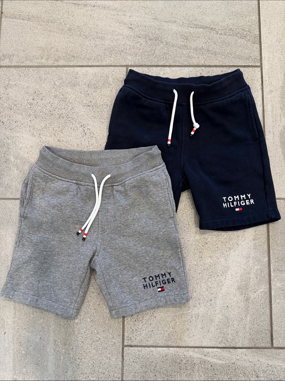 Tommy Hilfiger Kids Navy & Gray Logo Drawstring Shorts, Sz XS (4-5)